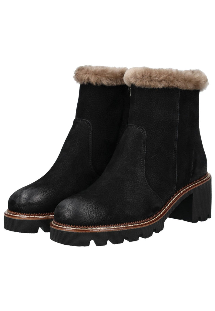 Paul Green Stiefelette Nubukleder Schwarz Warmfutter