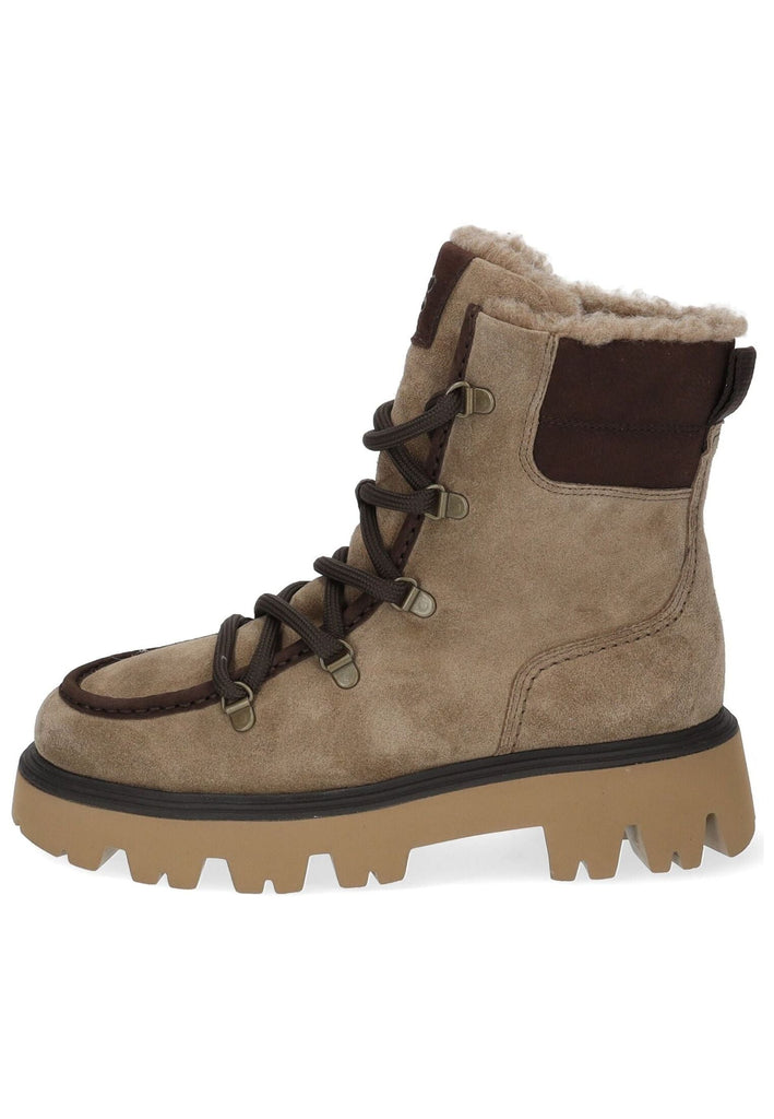 Paul Green Stiefelette Veloursleder Beige/Braun Warmfutter