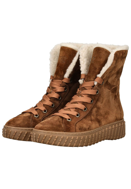 Paul Green Stiefelette Veloursleder Braun Warmfutter