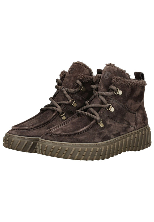 Paul Green Stiefelette Veloursleder Mocca Warmfutter