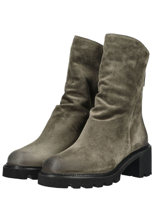 Paul Green Stiefelette Veloursleder Olive