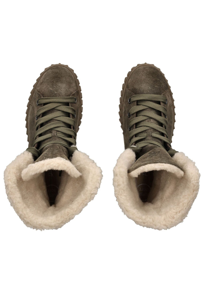 Paul Green Stiefelette Veloursleder Olive Warmfutter