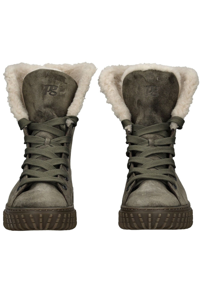 Paul Green Stiefelette Veloursleder Olive Warmfutter