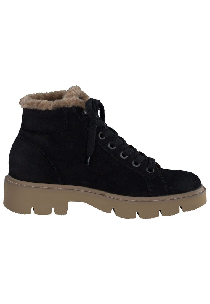Paul Green Stiefelette Veloursleder Schwarz Warmfutter