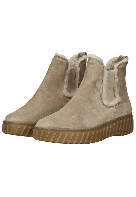 Paul Green Stiefelette Veloursleder/Textil Grau/Braun Warmfutter