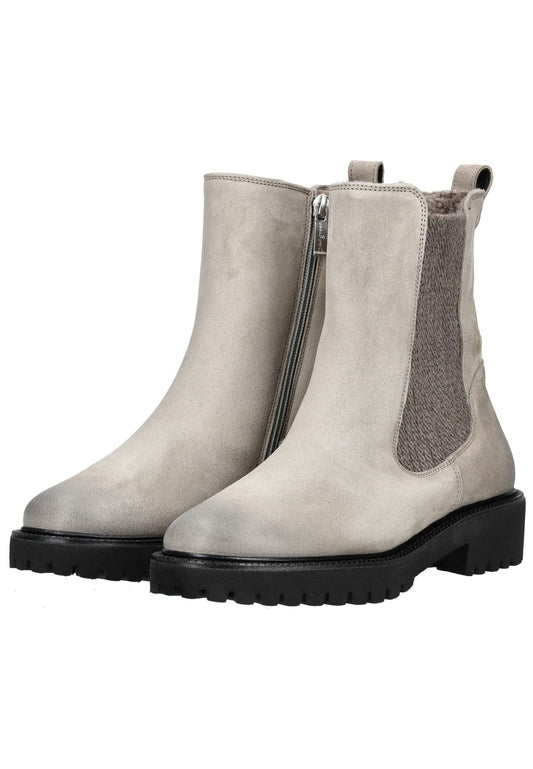Paul Green Stiefelette Veloursleder/Textil Grau Warmfutter