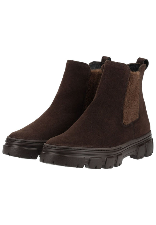 Paul Green Stiefelette Veloursleder/Textil Mocca Warmfutter