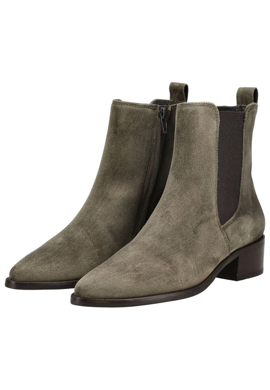 Paul Green Stiefelette Veloursleder/Textil Olive