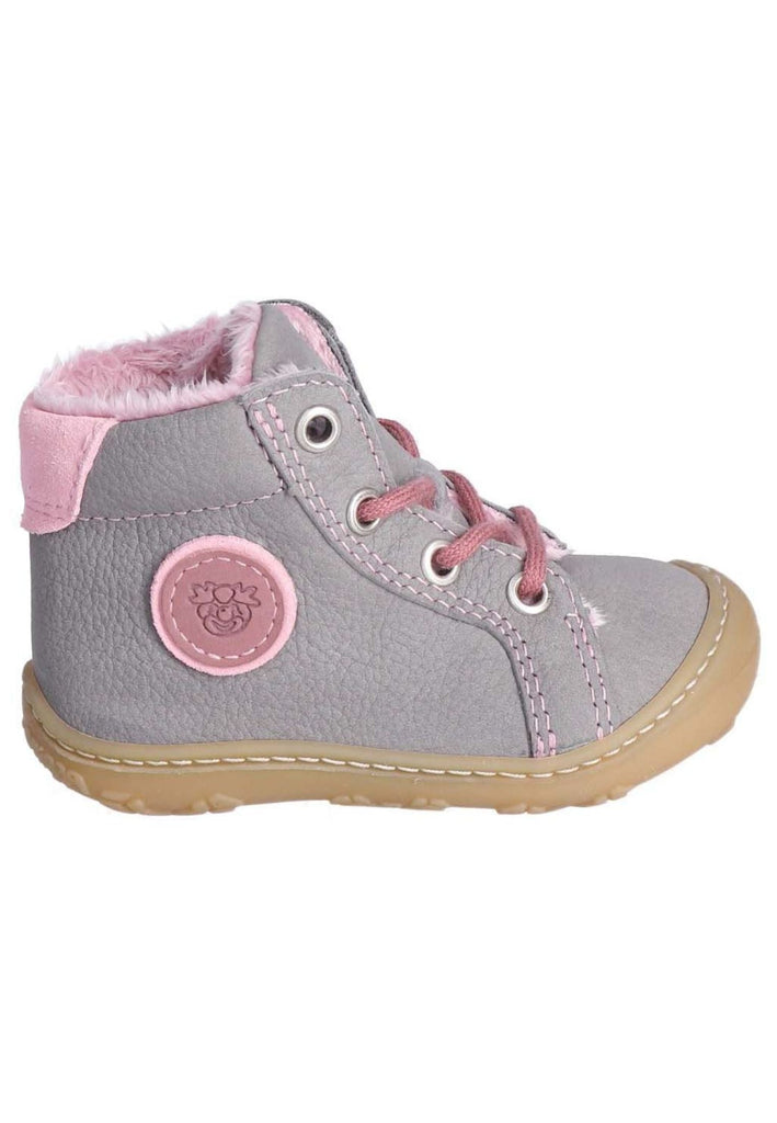 Pepino Halbschuhe Leder/Textil Grau/Rosa Warmfutter