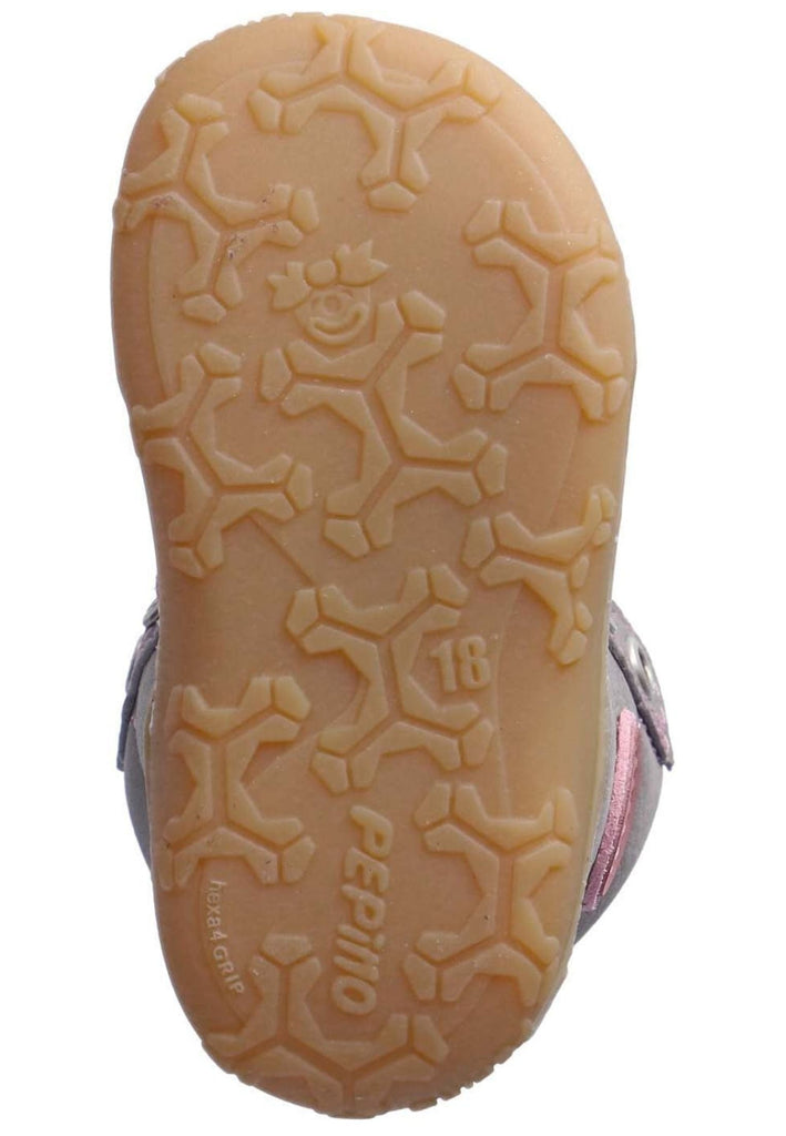 Pepino Halbschuhe Leder/Textil Grau/Rosa Warmfutter