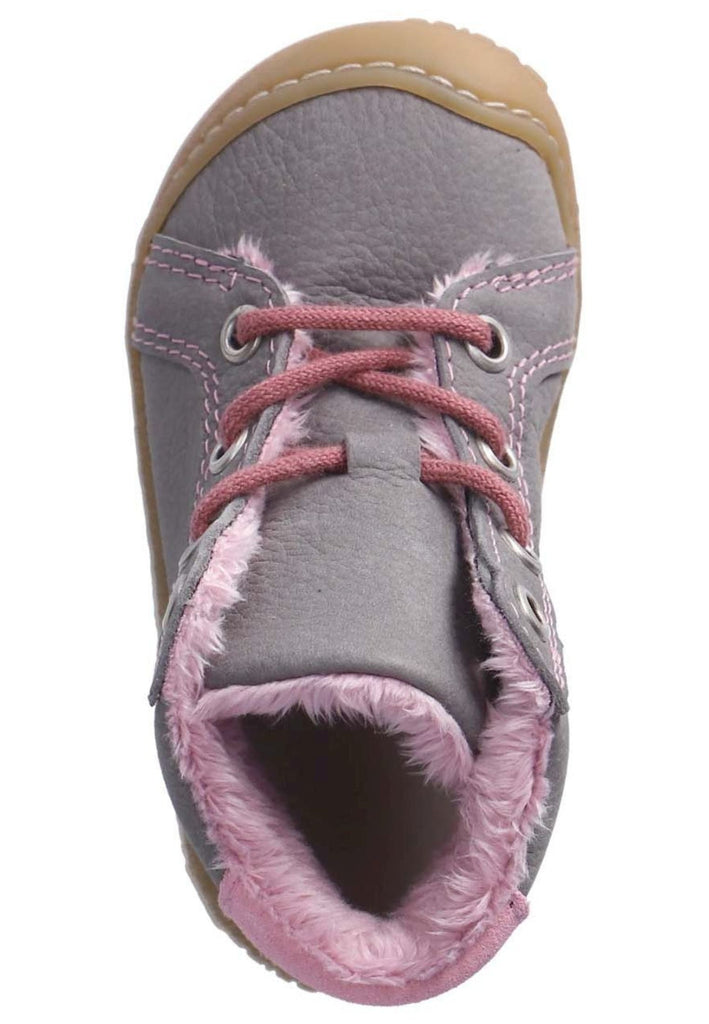 Pepino Halbschuhe Leder/Textil Grau/Rosa Warmfutter