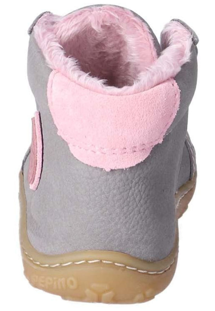 Pepino Halbschuhe Leder/Textil Grau/Rosa Warmfutter