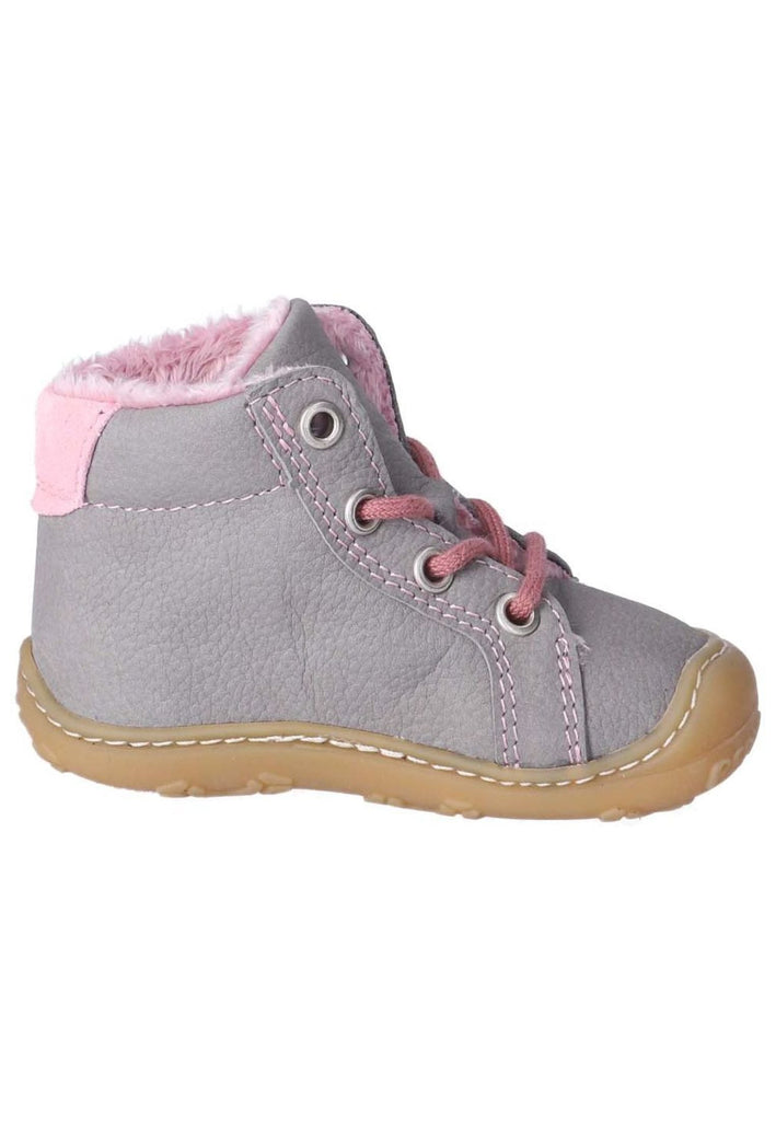 Pepino Halbschuhe Leder/Textil Grau/Rosa Warmfutter
