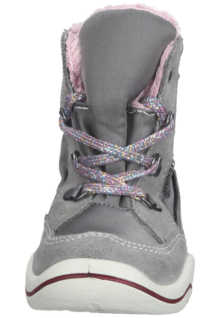 Pepino Stiefel Leder/Textil Grau/Rosa Warmfutter