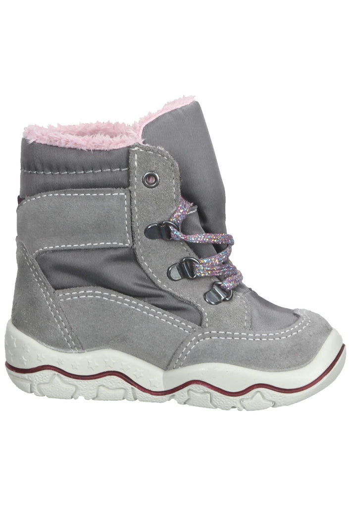Pepino Stiefel Leder/Textil Grau/Rosa Warmfutter