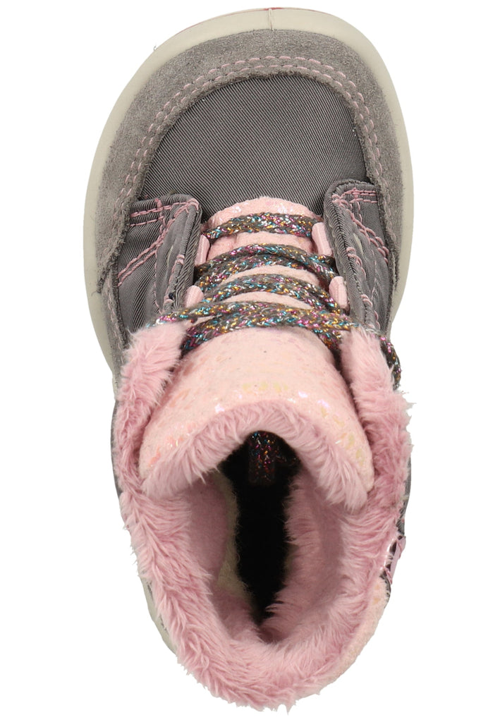 Pepino Stiefel Leder/Textil Grau/Rosa Warmfutter