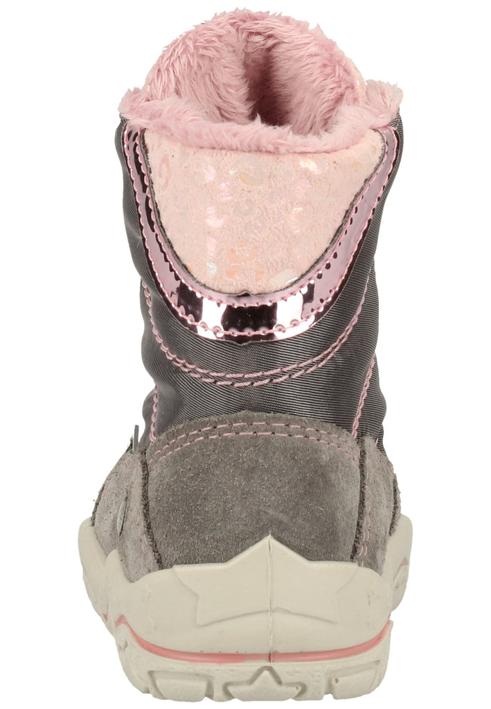 Pepino Stiefel Leder/Textil Grau/Rosa Warmfutter
