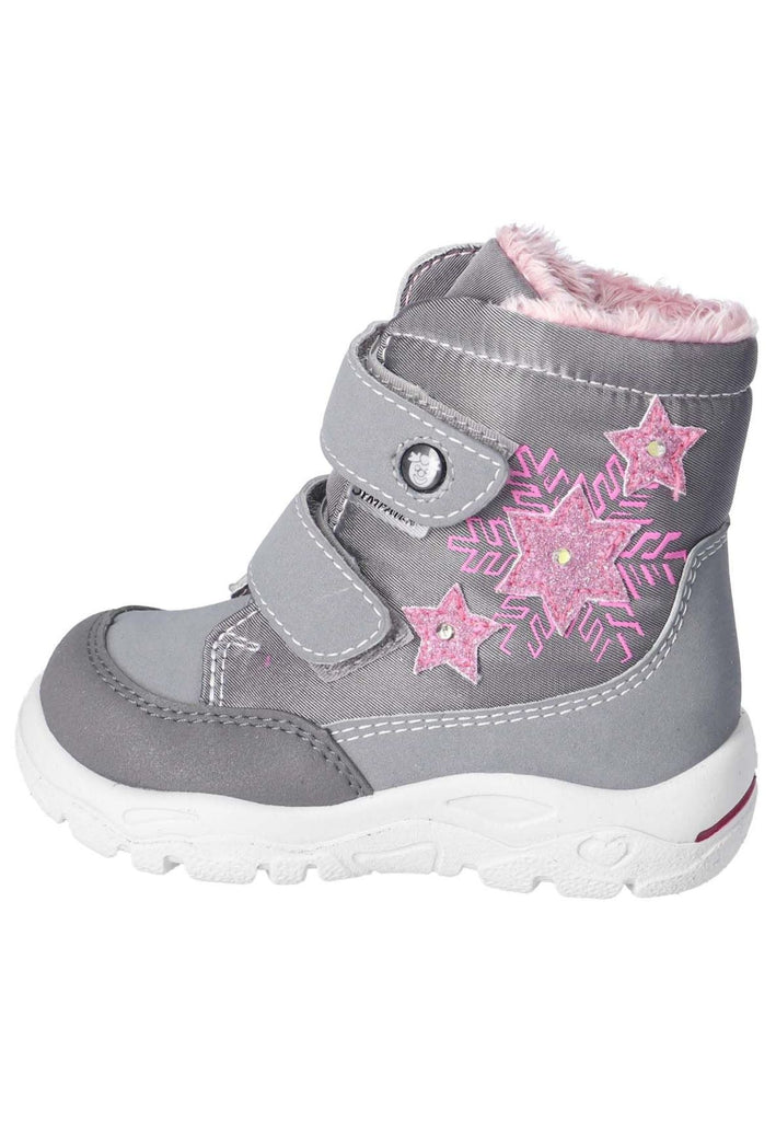 Pepino Stiefelette Lederimitat/Textil Grau/Rosa Warmfutter