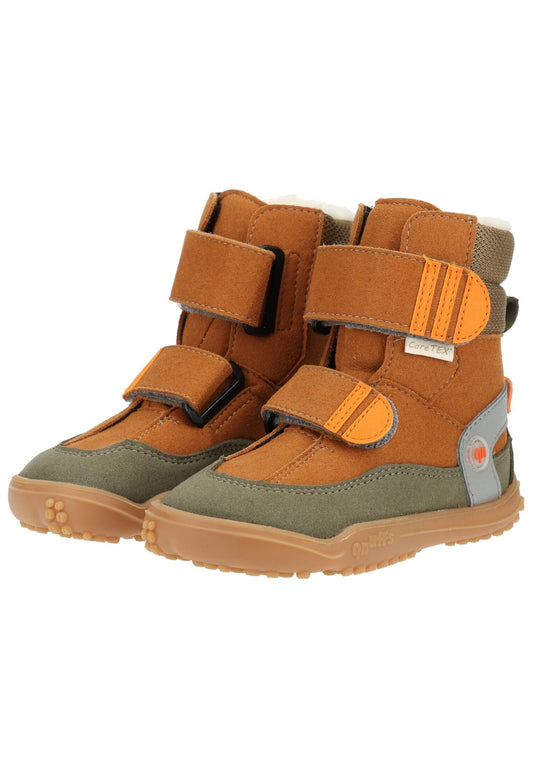 qnuffs Stiefelette Veloursleder/Textil Curry
