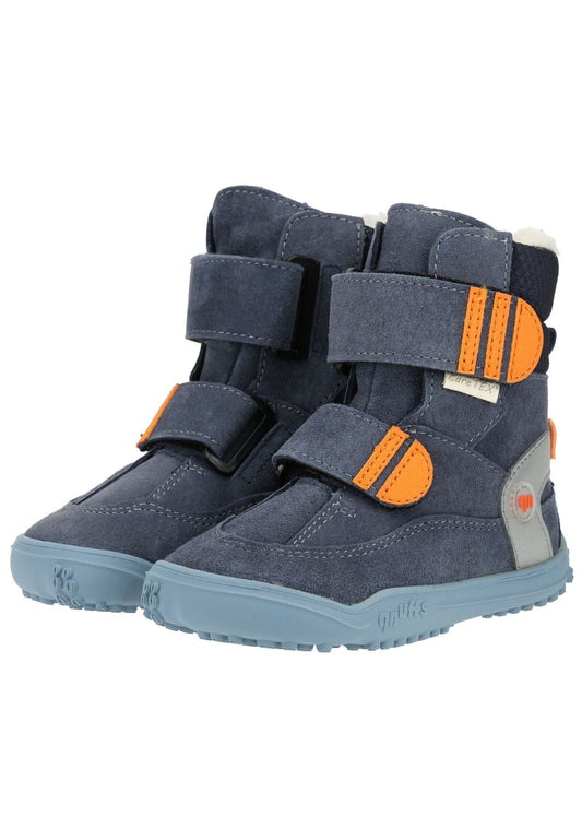 qnuffs Stiefelette Veloursleder/Textil Denim Warmfutter