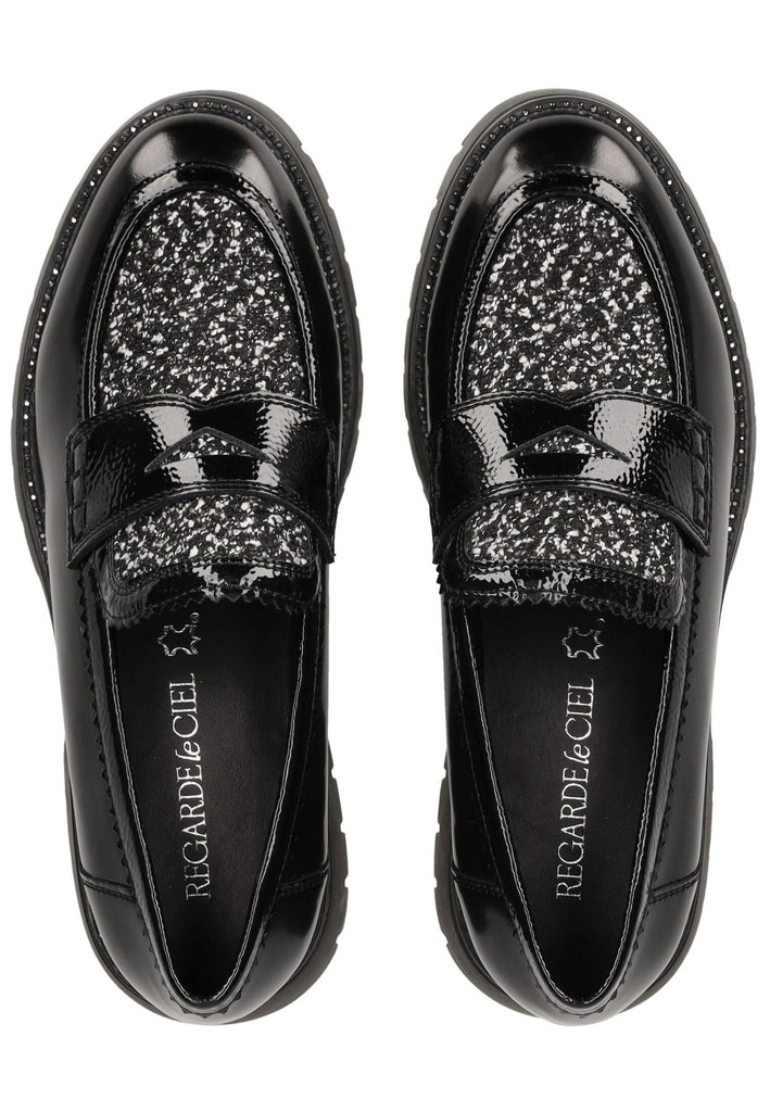 Regarde Le Ciel Slipper Leder Schwarz