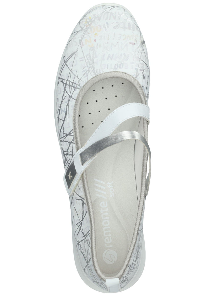 Remonte Ballerinas Lederimitat Weiß/Silber