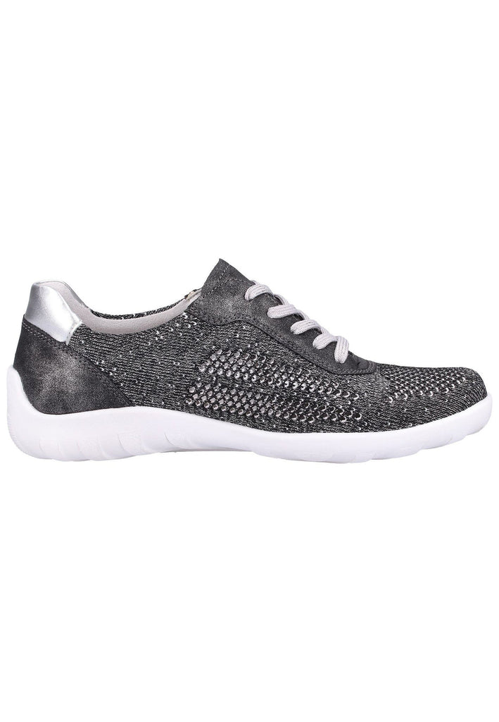 Remonte Halbschuhe Lederimitat Schwarz/Silber