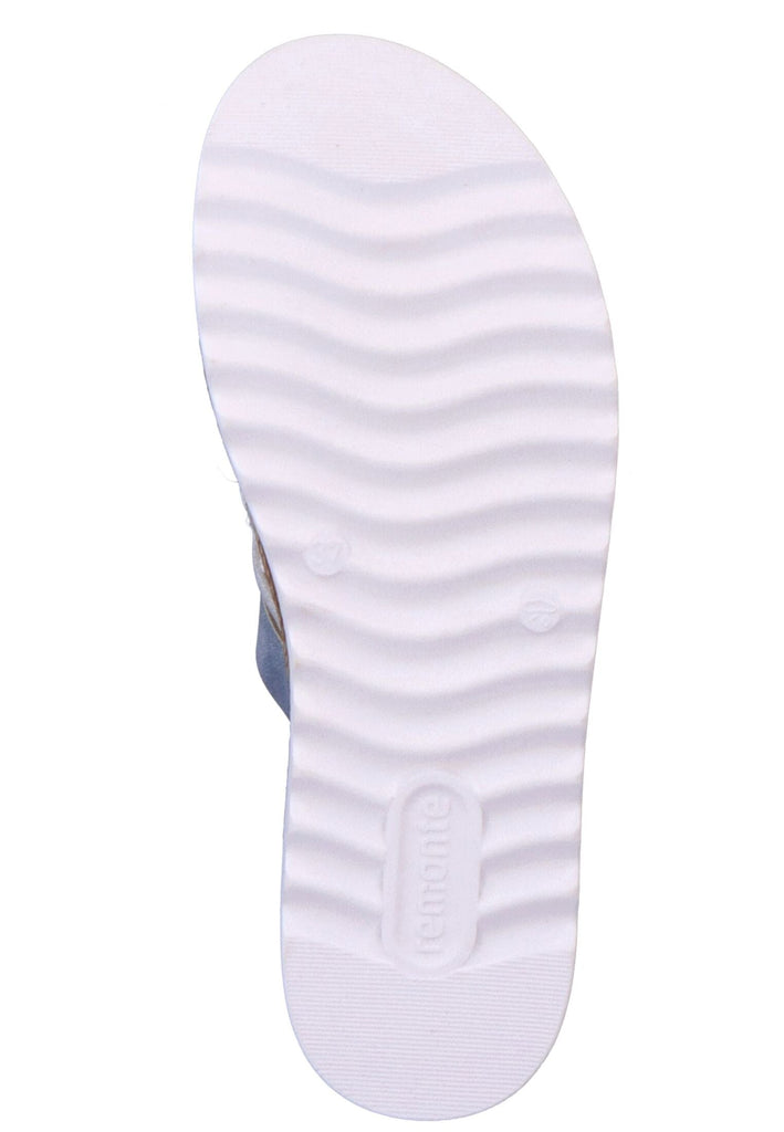 Remonte Pantoletten Lederimitat Blau/Weiß