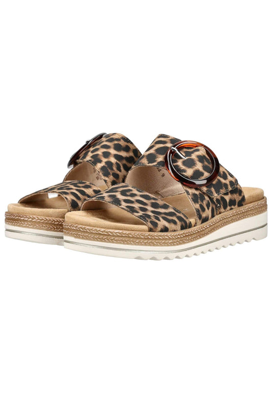 Remonte Pantoletten Lederimitat Leopard
