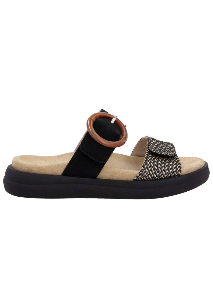 Remonte Pantoletten Lederimitat Schwarz