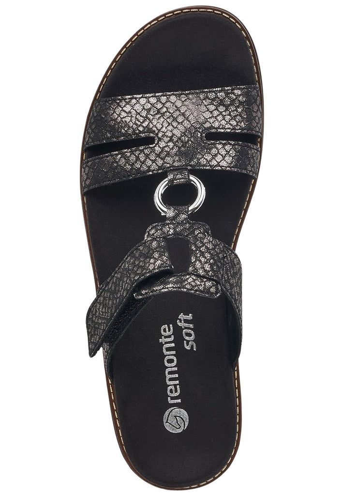 Remonte Pantoletten Lederimitat Schwarz