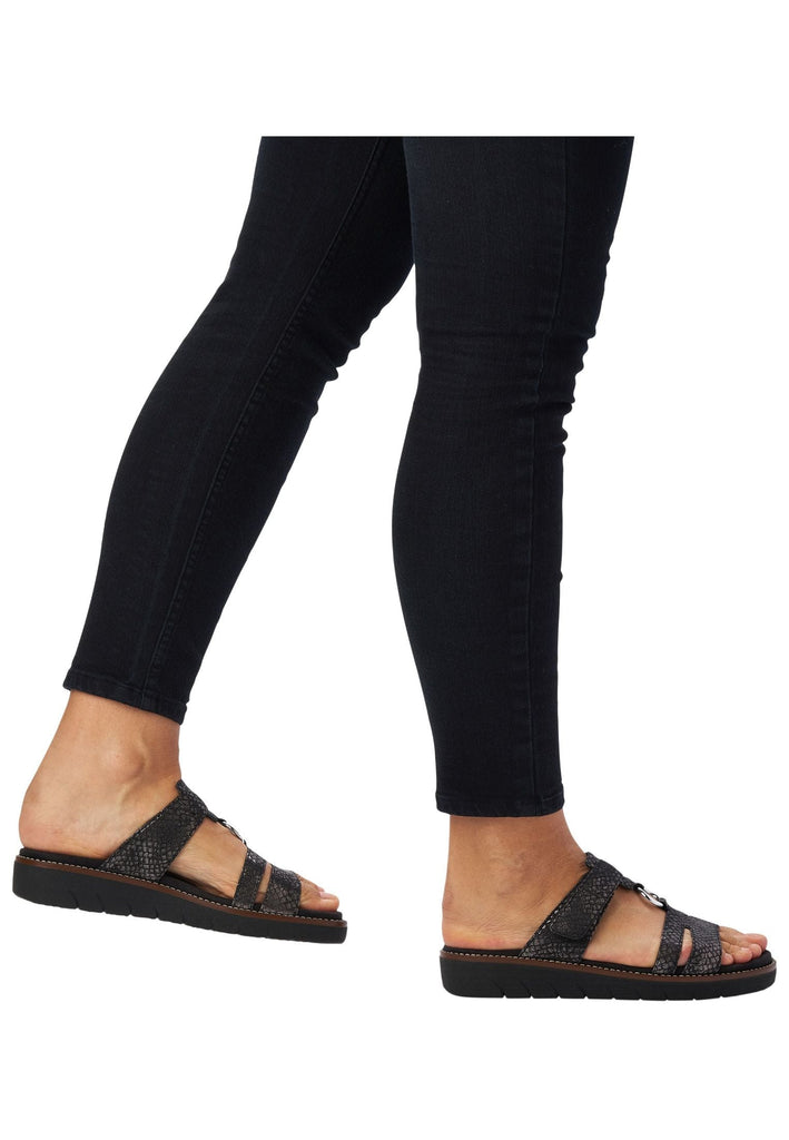 Remonte Pantoletten Lederimitat Schwarz