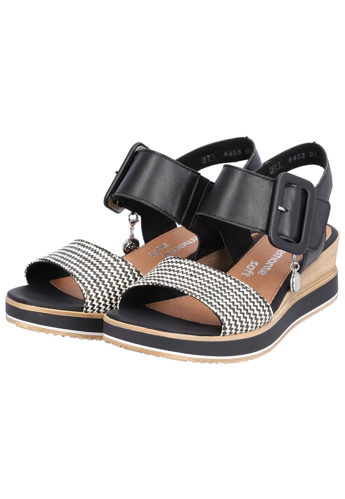 Remonte Sandalen Glattleder Schwarz Kombi