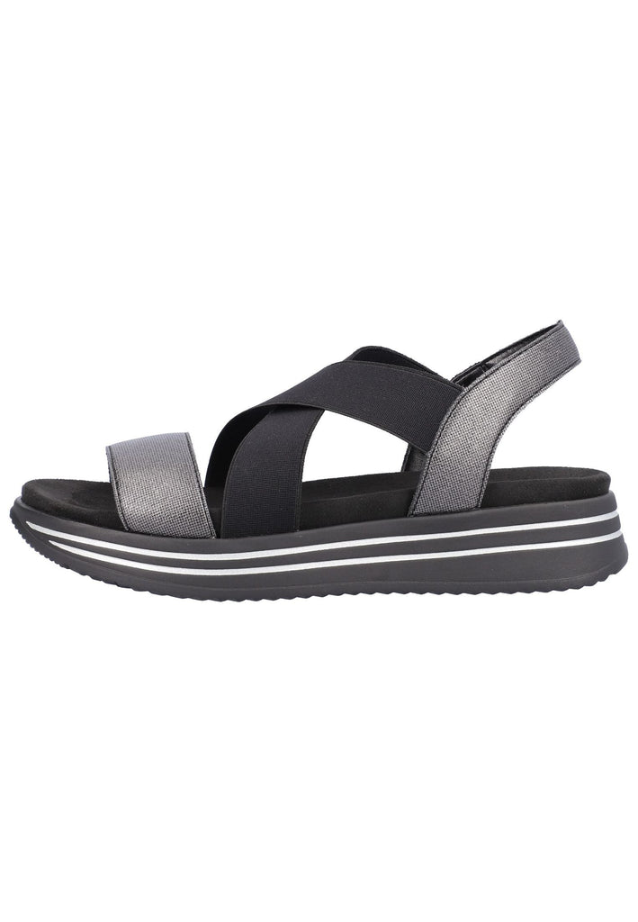 Remonte Sandalen Glattleder Schwarz Kombi