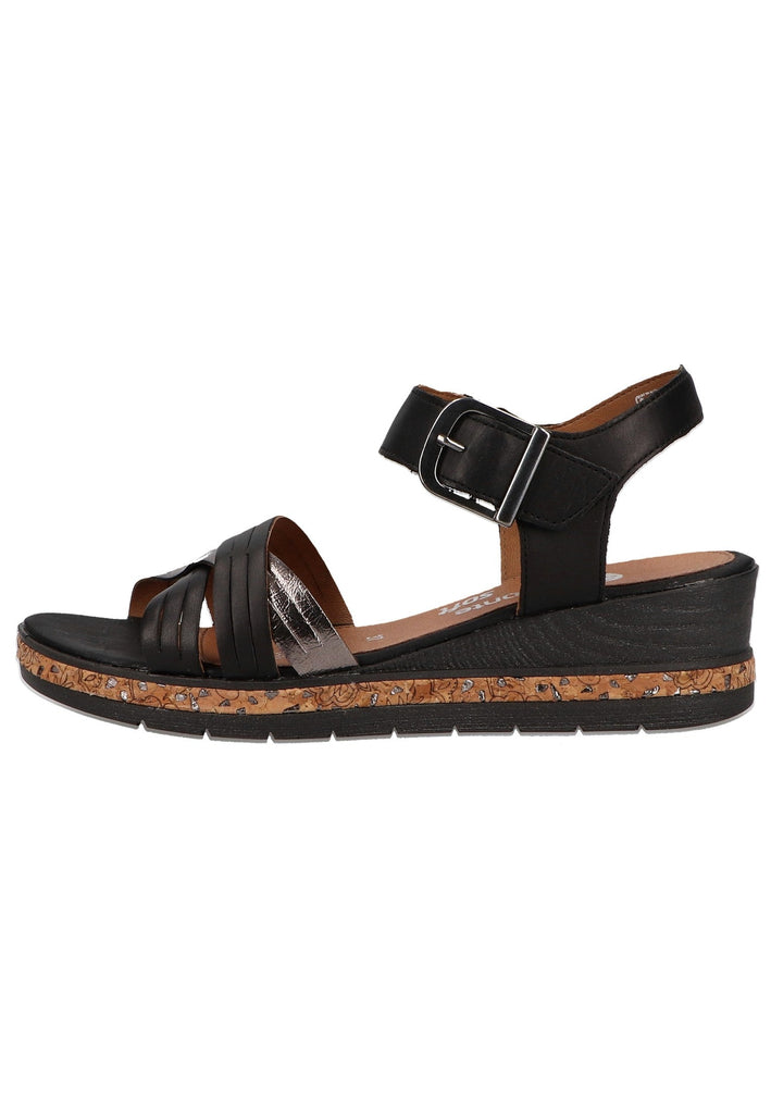 Remonte Sandalen Glattleder Schwarz/Silber