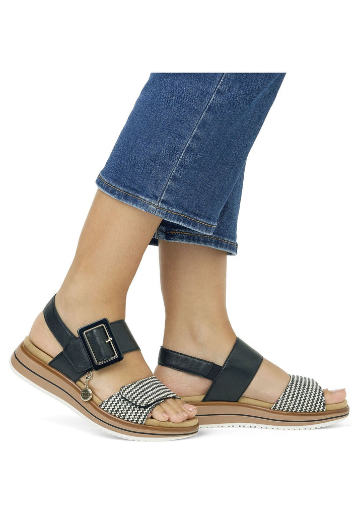 Remonte Sandalen Glattleder Schwarz/Weiß