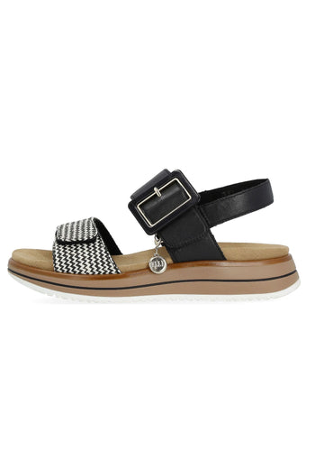 Remonte Sandalen Glattleder Schwarz/Weiß