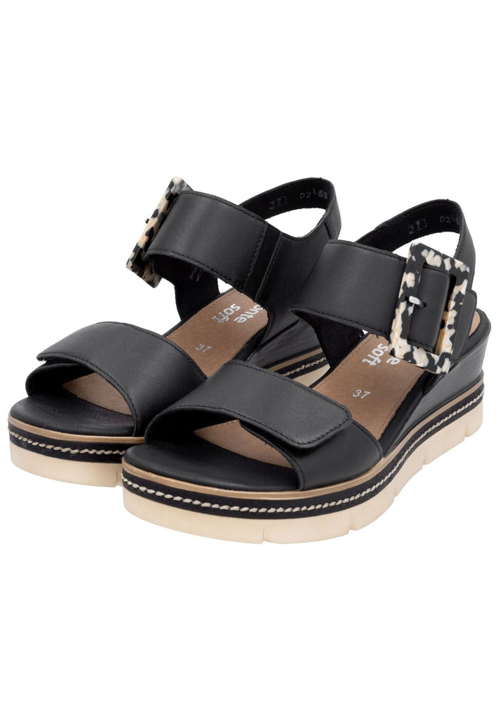 Remonte Sandalen Leder Schwarz
