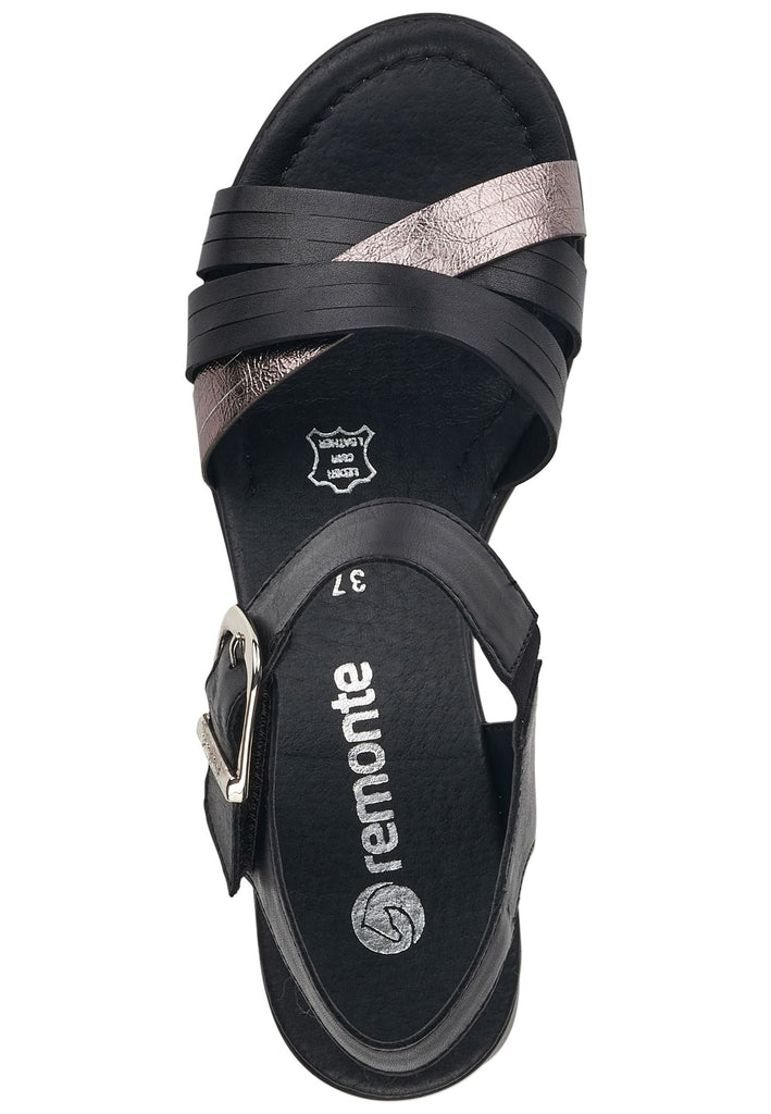 Remonte Sandalen Leder Schwarz/Silber