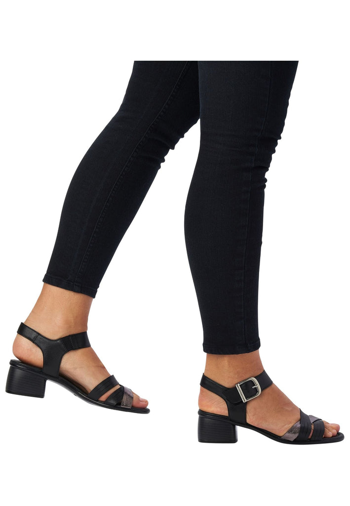 Remonte Sandalen Leder Schwarz/Silber