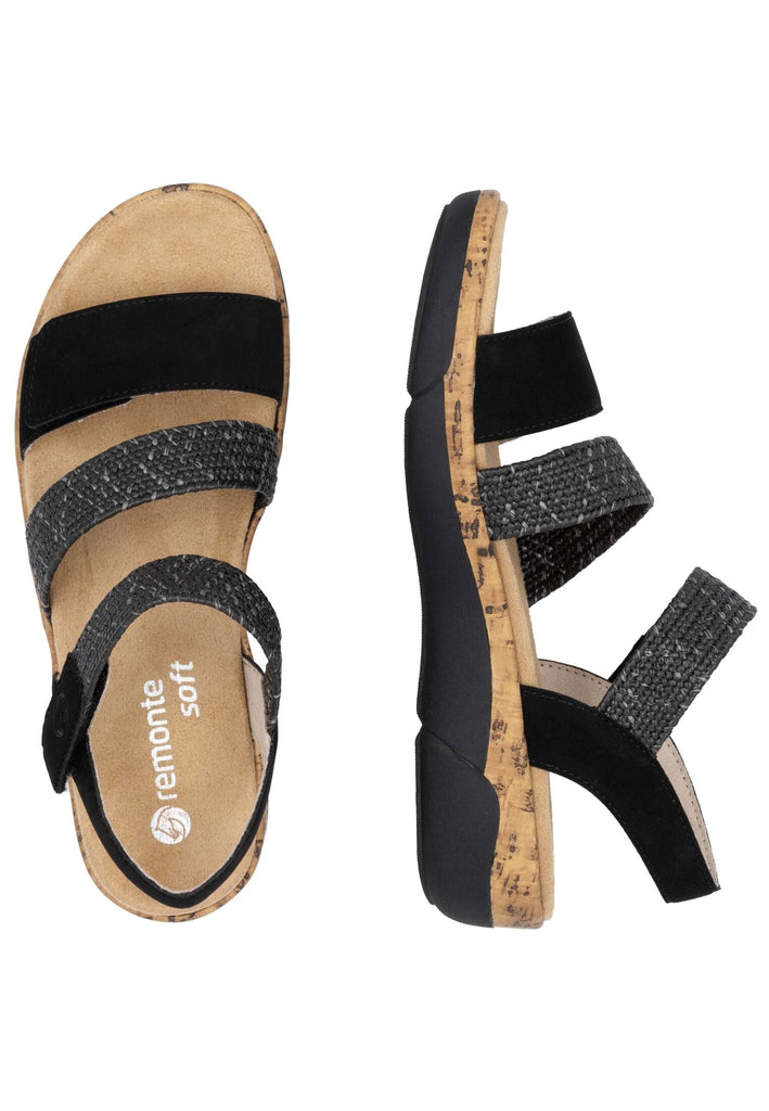 Remonte Sandalen Lederimitat Schwarz