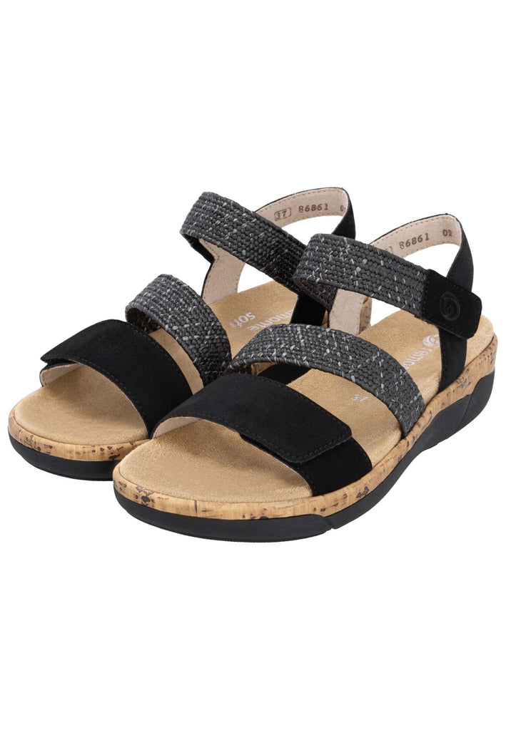 Remonte Sandalen Lederimitat Schwarz