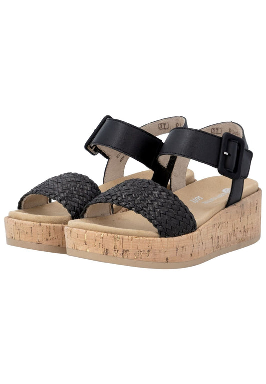 Remonte Sandalen Lederimitat Schwarz
