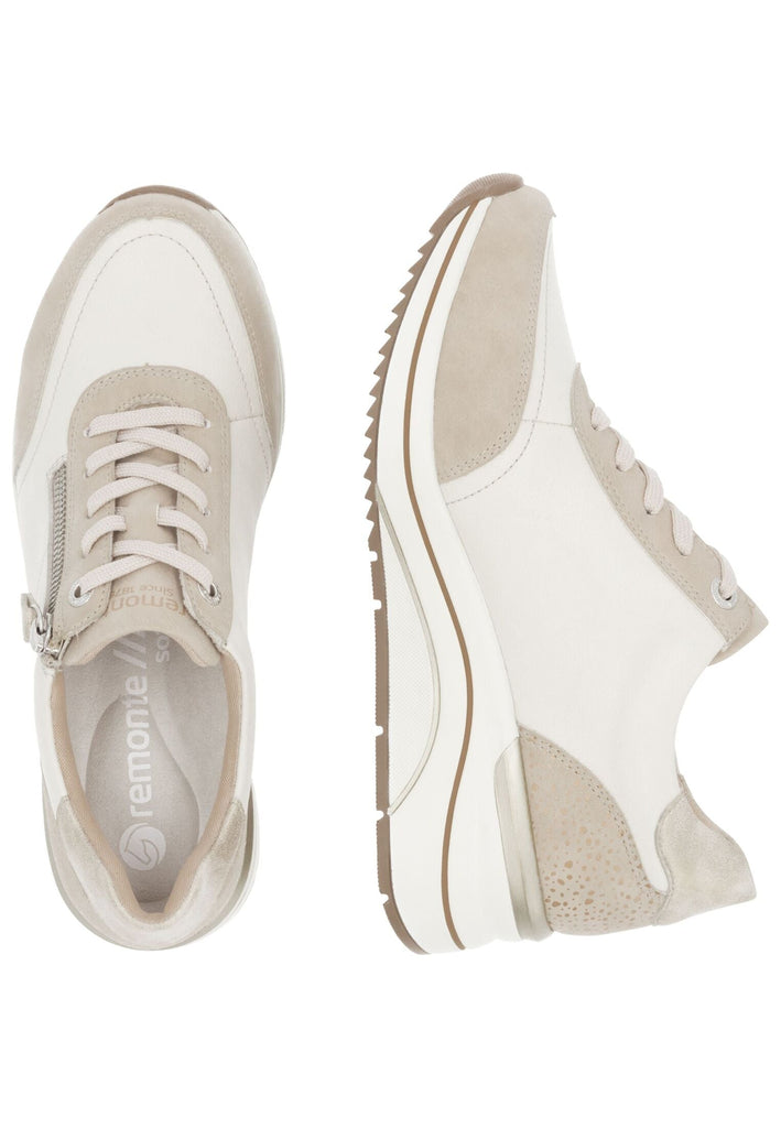 Remonte Sneaker Glattleder Beige/Weiß