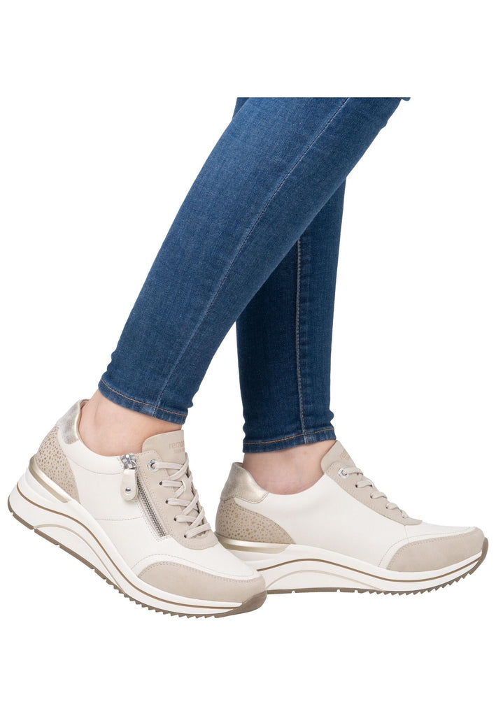 Remonte Sneaker Glattleder Beige/Weiß