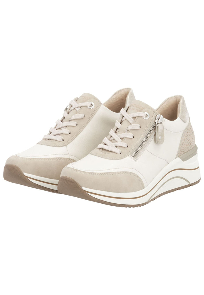 Remonte Sneaker Glattleder Beige/Weiß