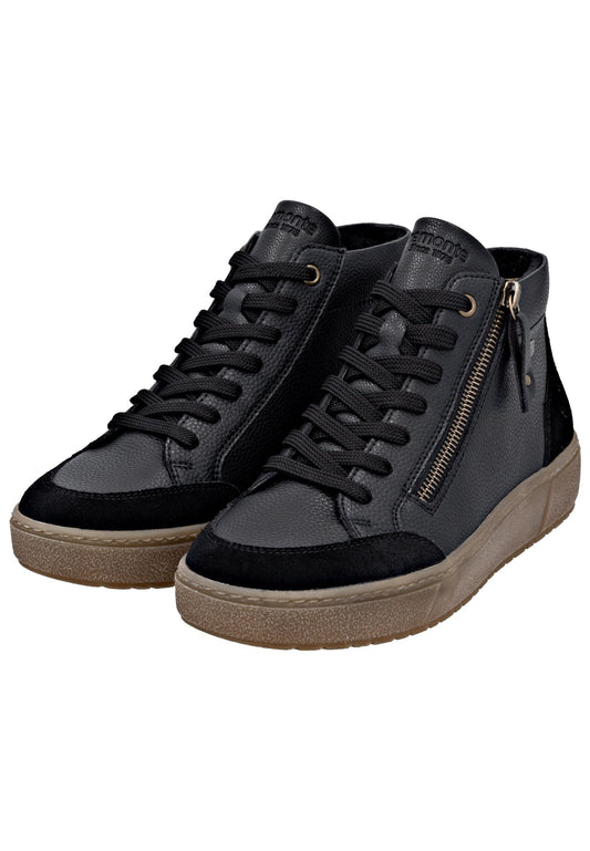 Remonte Sneaker Glattleder Schwarz Warmfutter