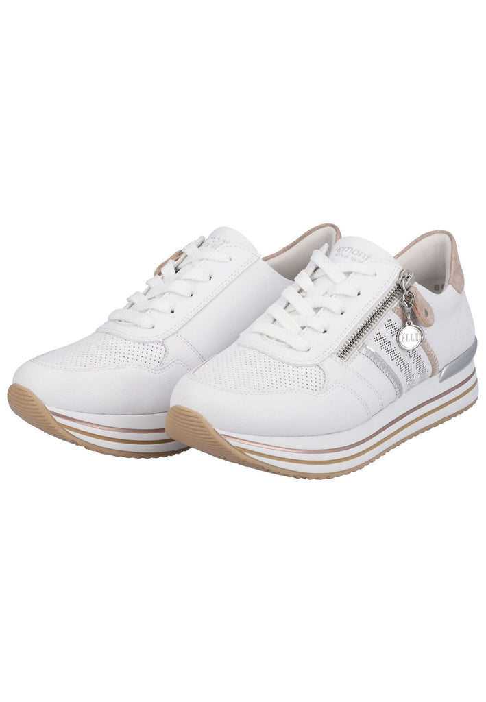 Remonte Sneaker Glattleder Weiß/Beige