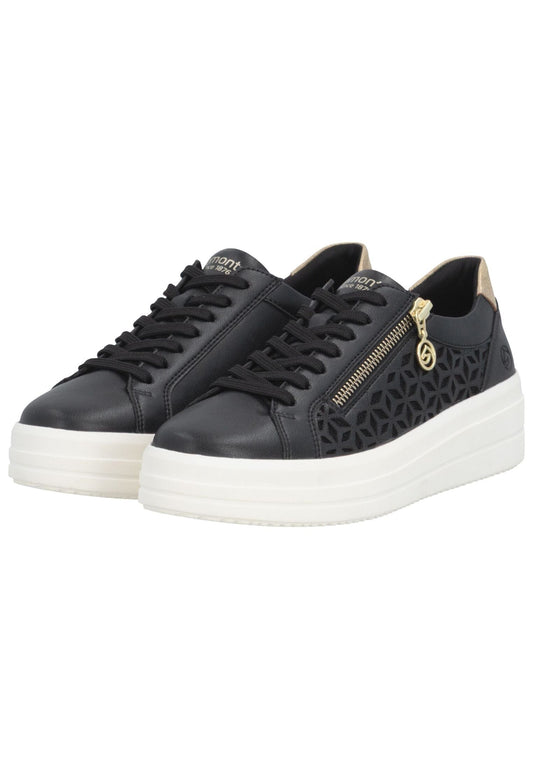 Remonte Sneaker Leder/Synthetik Schwarz/Gold