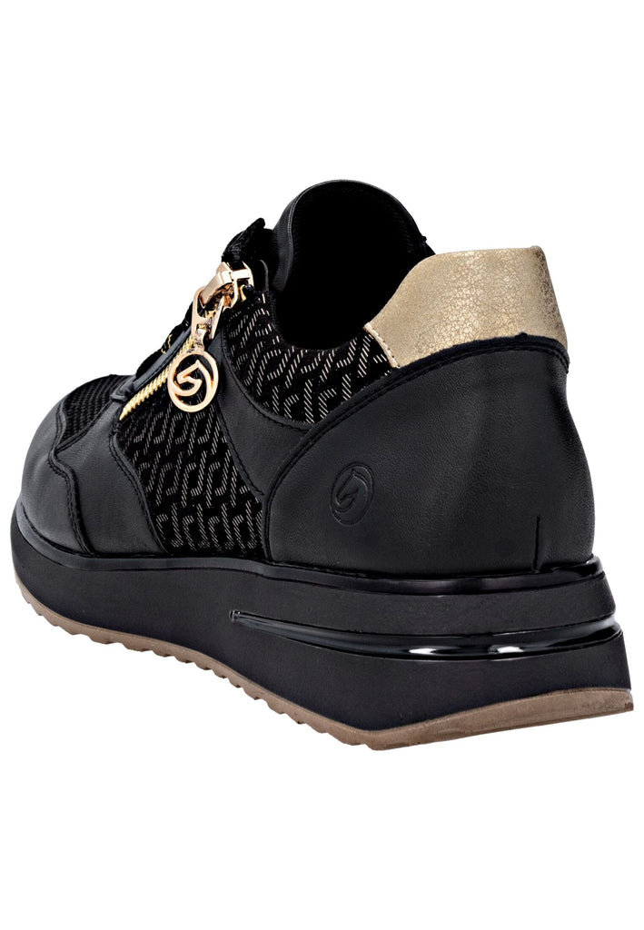 Remonte Sneaker Lederimitat Schwarz/Gold
